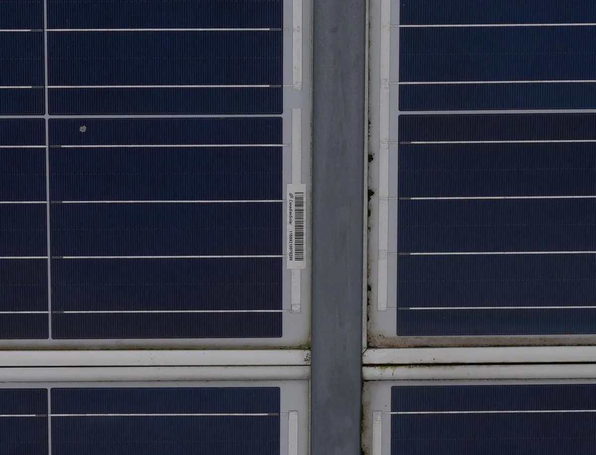 Canadian Solar serial number detail captured from aerial imagery